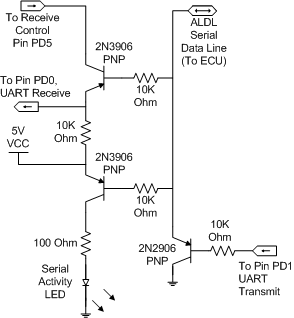 GM ALDL UART 1-wire ALDL AVR UART Interface Circuit