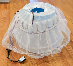 petticoat with LEDs attached, wired up